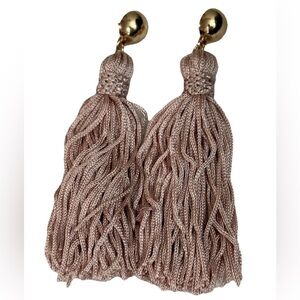 Elegant Gold and Pink Tassel Earrings